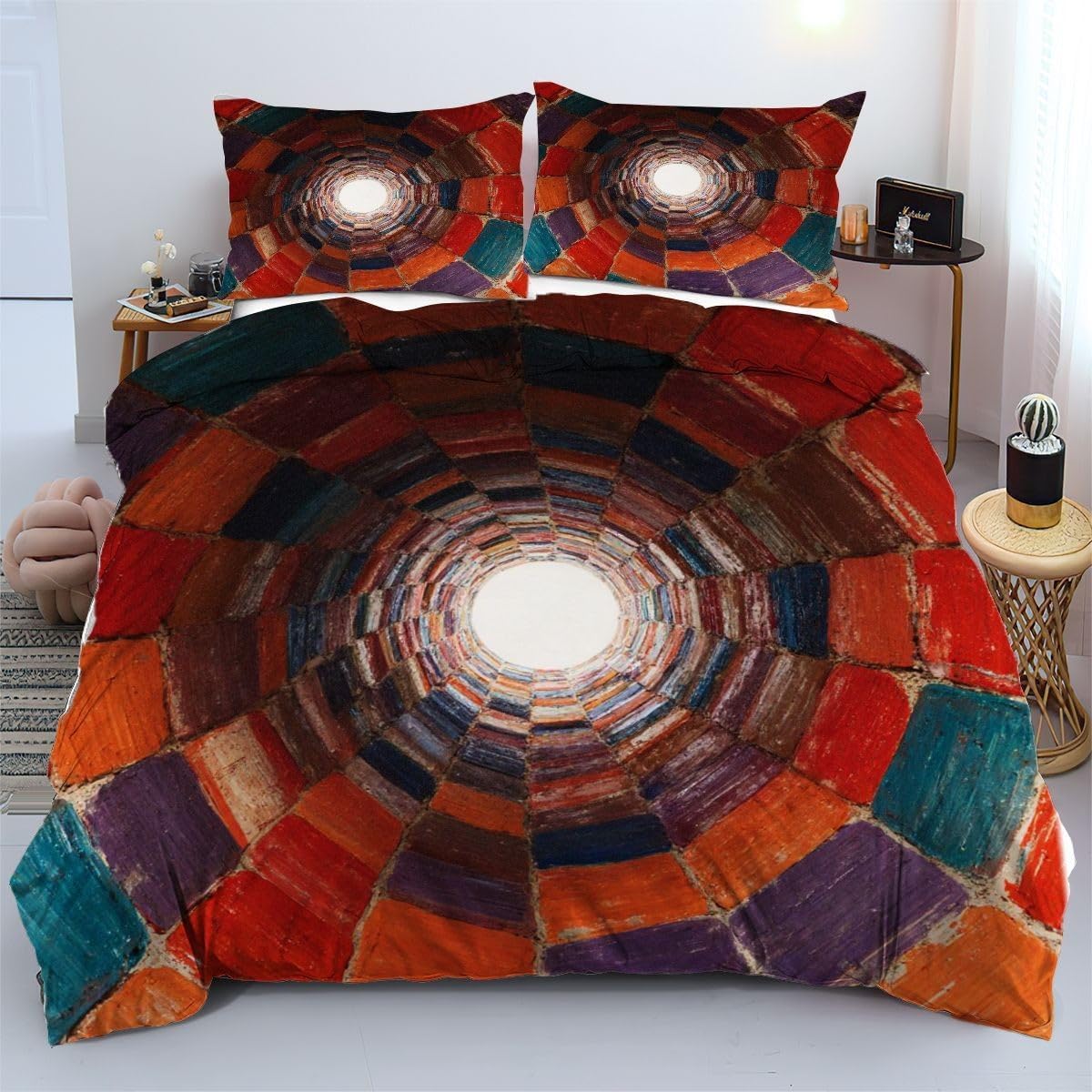 Housse de couette microfibre légère et respirante 240x260 cm tunnel