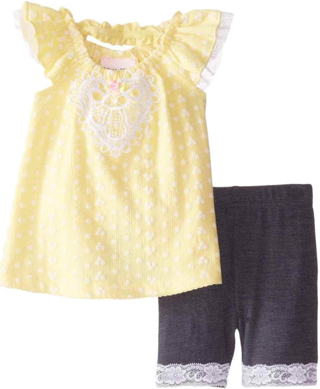 Little LassInfant Girls Yellow Daisy Top & Shorts Outfit 2 Piece Set 12 Months