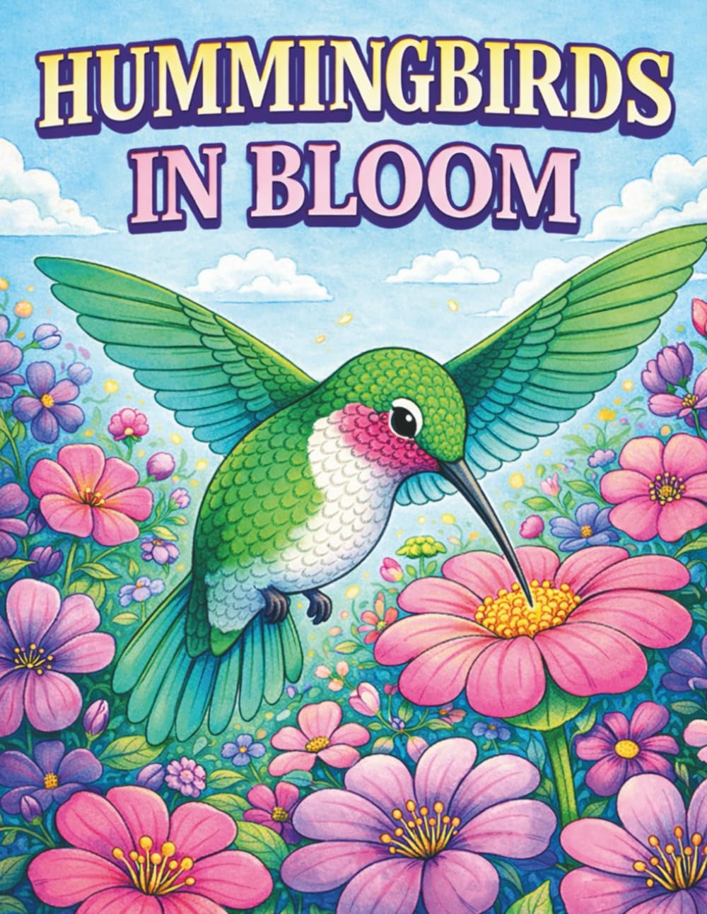 Hummingbirds in Bloom: Beautiful Garden Hummingbirds to Color