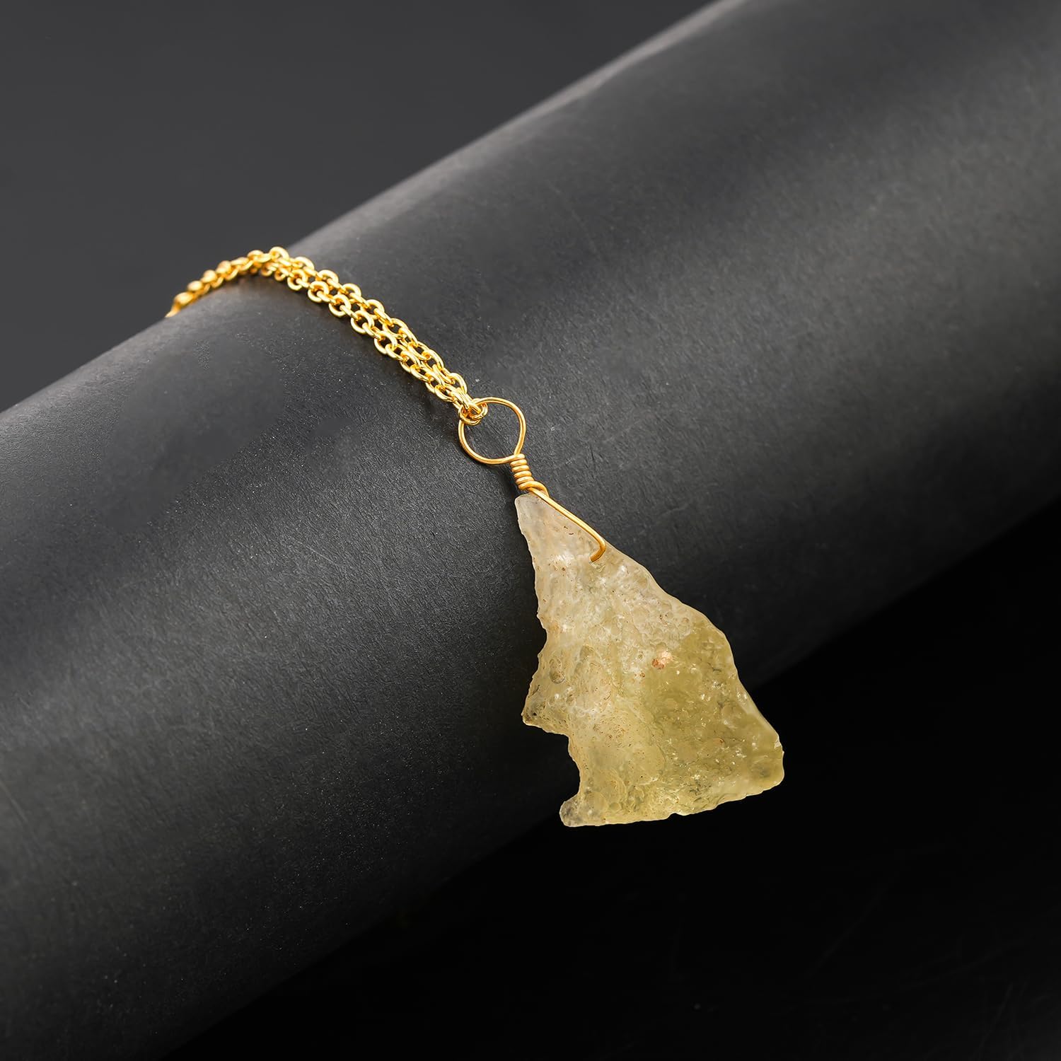 Genuine Raw Libyan Desert Glass Crystal Necklace, Authentic Rough Gemstone Pendant, 14K Gold Plated, Handmade Boho Jewelry, Wicca & Reiki Healing Crystals, Gift for Women (Size-18inch) - Image 5