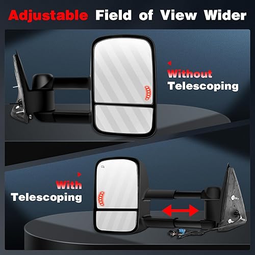 Miniatura 4 de Espejos de remolque aptos para Cadillac para Chevy para GMC Escalade Silverado Sierra 2003-2007 Reemplazar potencia ajustada, función calefactable,