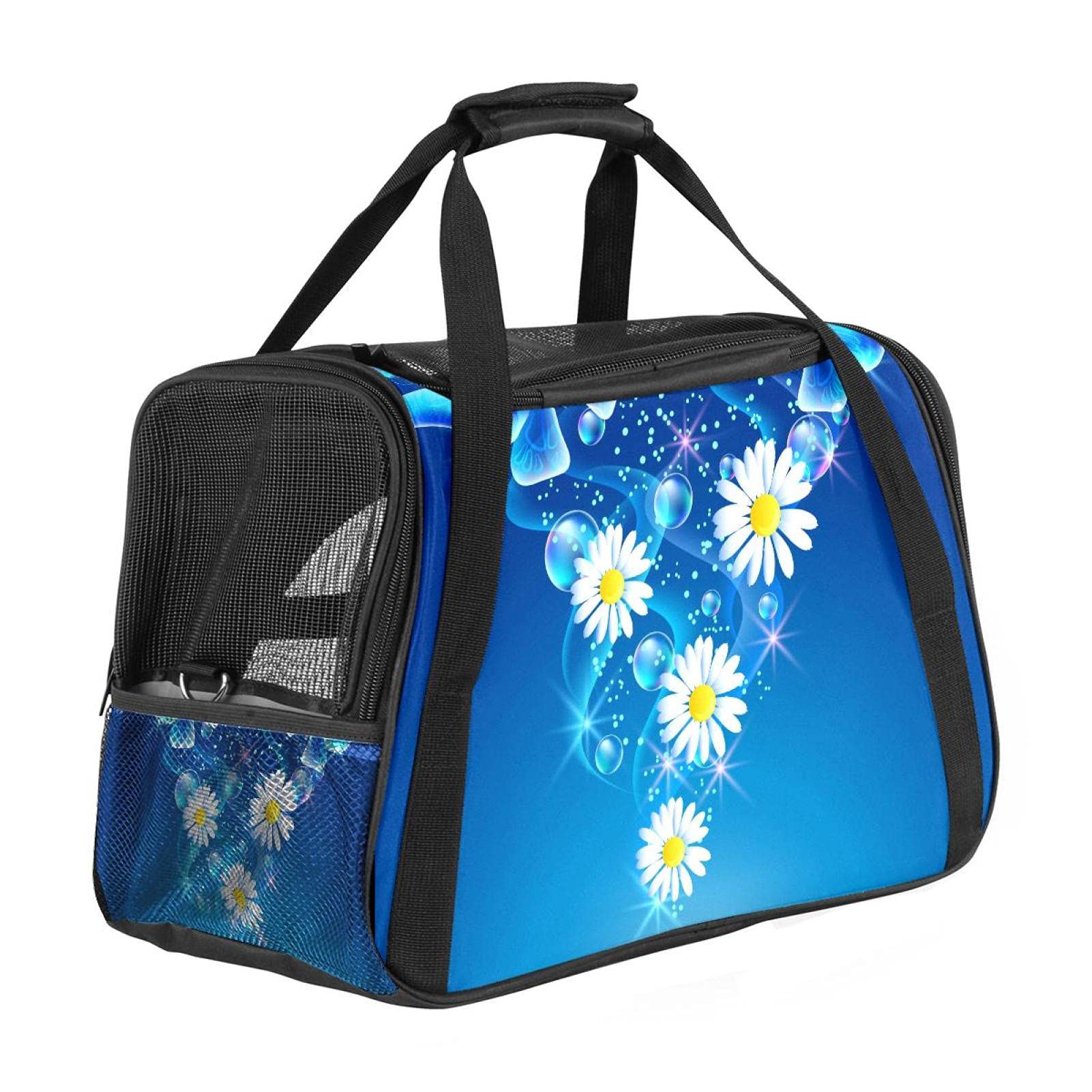 Sac de transport pour chat et chien | Modèle cabine avion imprimé marguerites