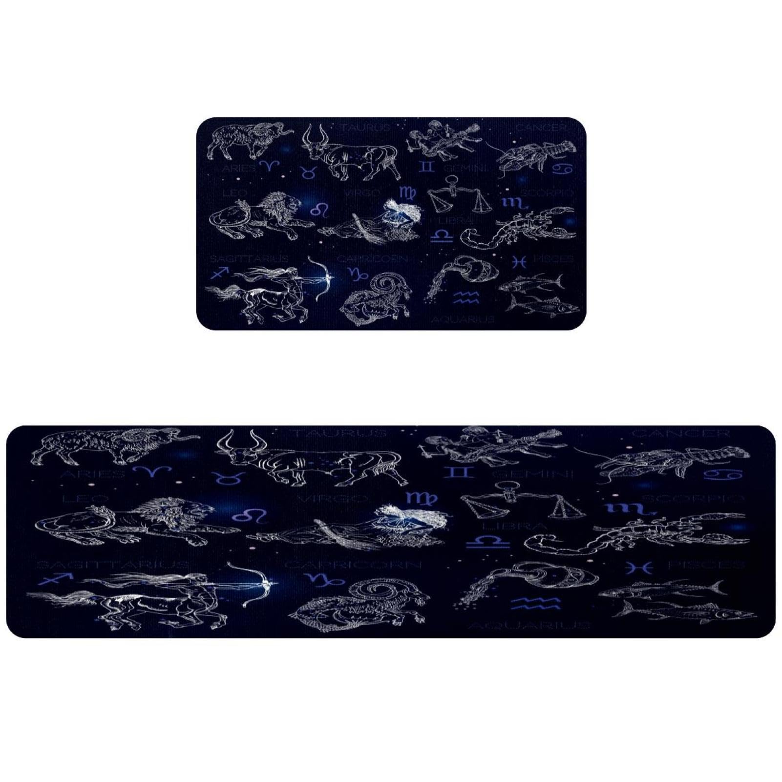 Alfombrillas de cocina absorbentes set de 2 alfombras lavables con constelaciones para pasillo