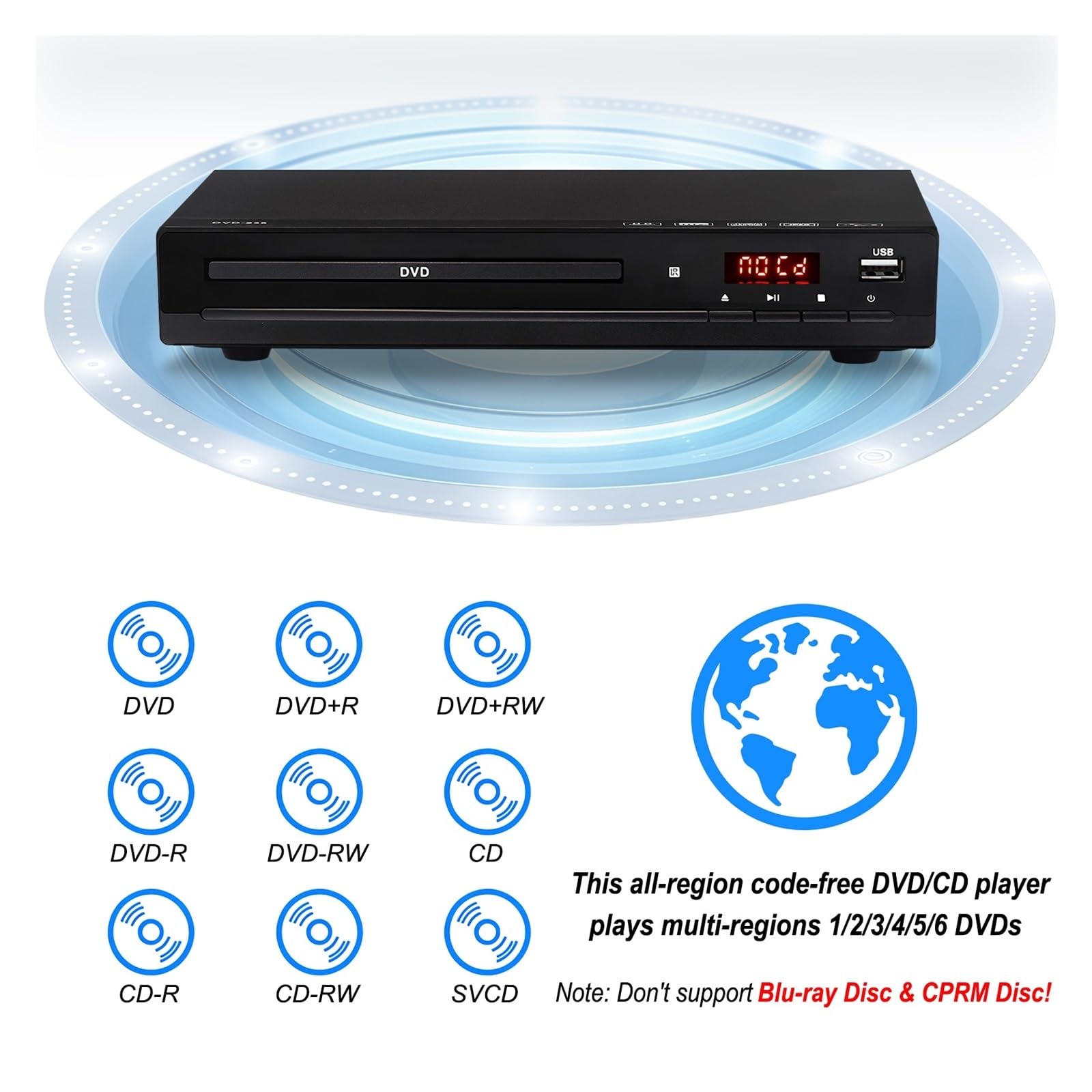 Lettore Dvd Lettore multimediale Digitale HD Supporta sistemi Home Theater Via Cavo