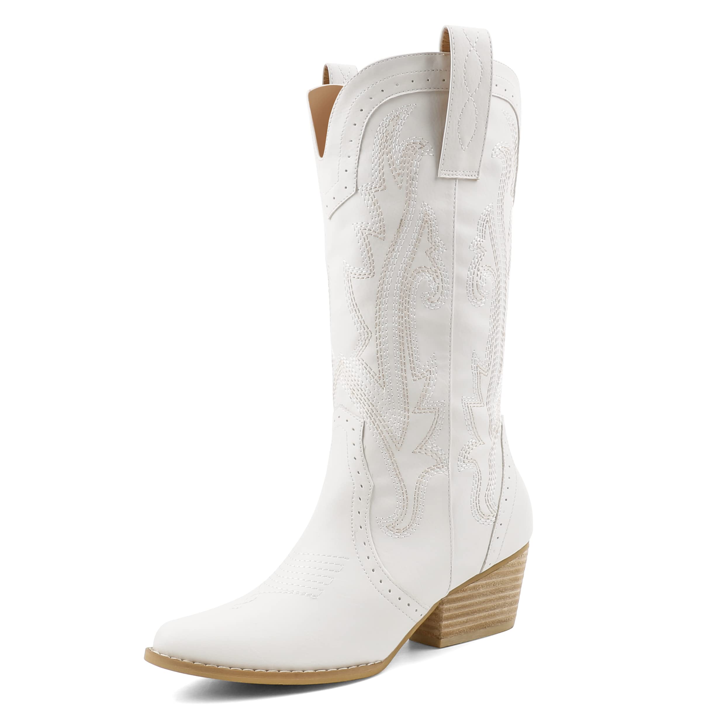 MERUMOTE Cowboy Boots for Women Pointed Toe Embroidered Western Cowgirl Boots