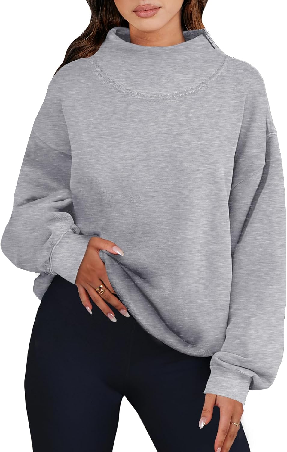 ANRABESS Womens Oversized Sweatshirts Turtleneck Pullover Long Sleeve Hoodies Tops 2024 Fall Fashion Preppy Outfits