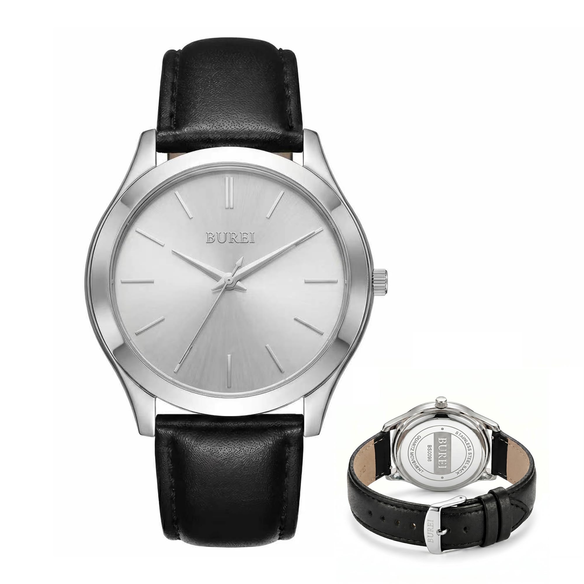 BUREI Modische Herren-Armbanduhr aus Edelstahl, Quarz-Armbanduhr mit japanischem Uhrwerk für Herren, Klassische Luxus-Uhr, 42 mm