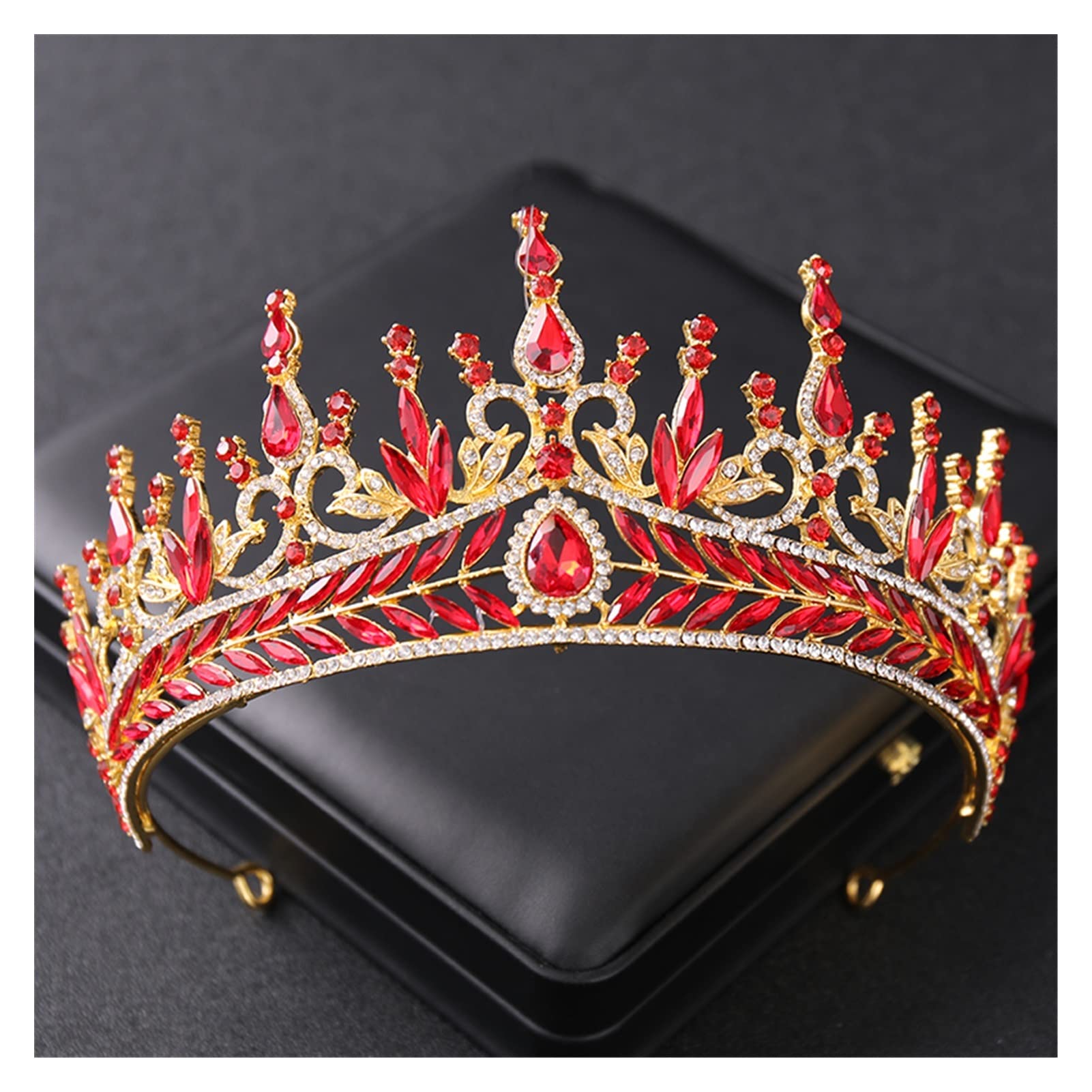 Luruxy barokowe kryształowe korony i tiary Rhinestone Princess Prom Diadem kobiety ślubne akcesoria do włosów dla nowożeńców biżuteria z pałąkiem na głowę Tiara (kolor metalu: zielony)