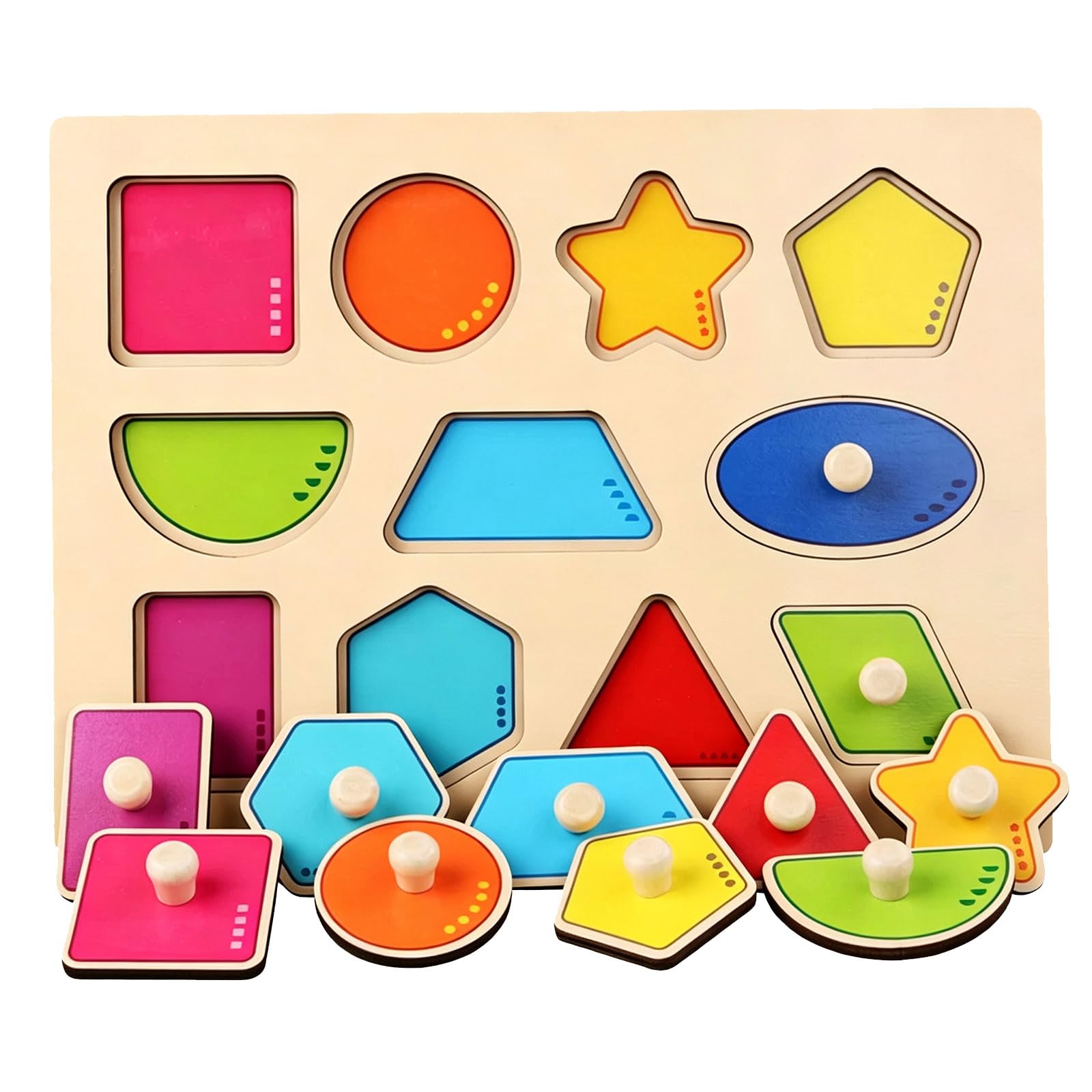 ttnmrc Montessori Wooden Knob Peg Puzzle