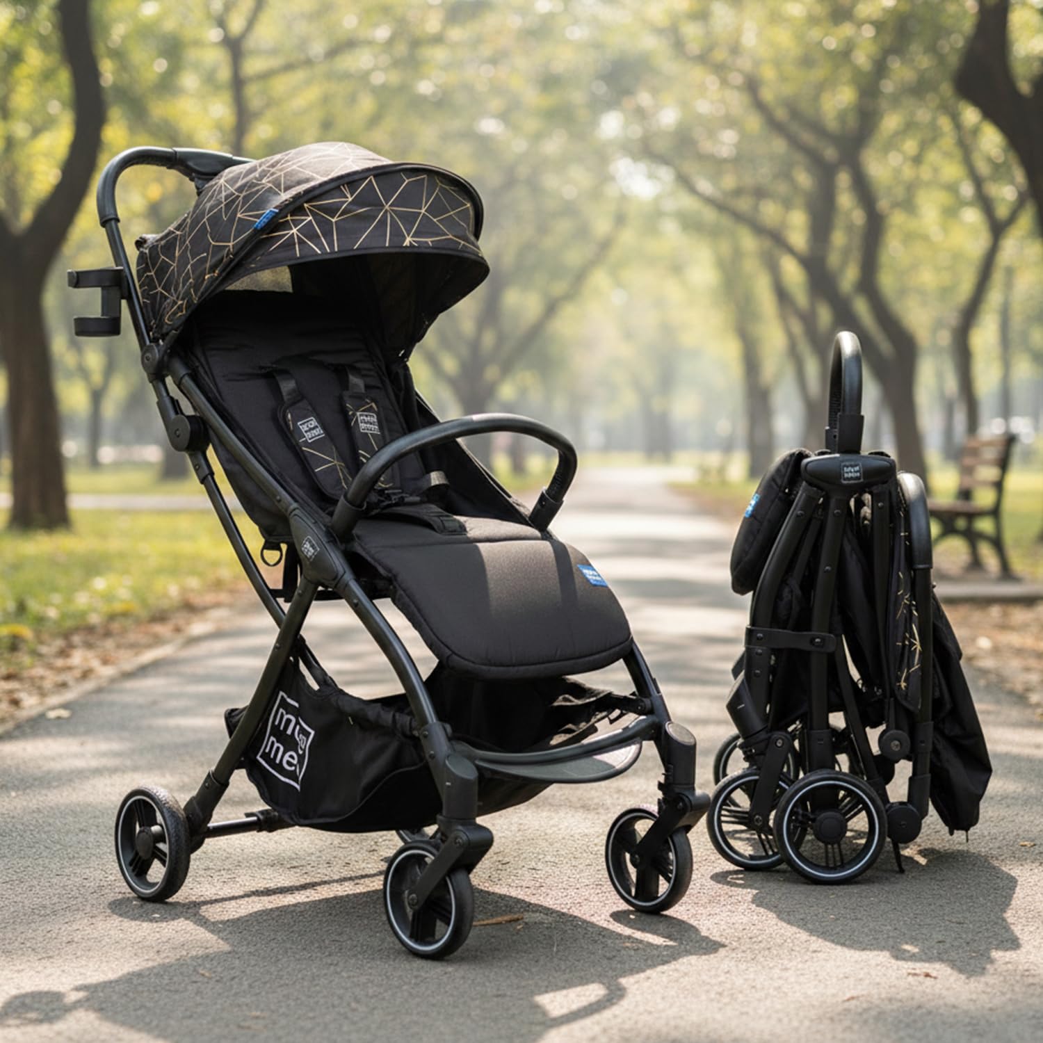 Mee Mee Auto Glide Baby Stroller with One-Button Auto Fold, Anti-Tip C-Arc Frame & Shock Absorption | Compact Travel Pram with 5-Point Harness, Recline Seat, UV Canopy, Storage Basket (0–3 Years)-image-37