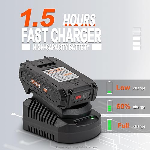 Miniatura 6 de Berserker Juego de taladros inalámbricos de 20 V, juego de taladros con batería de iones de litio de 2.0 Ah y cargador rápido, portabrocas sin llave