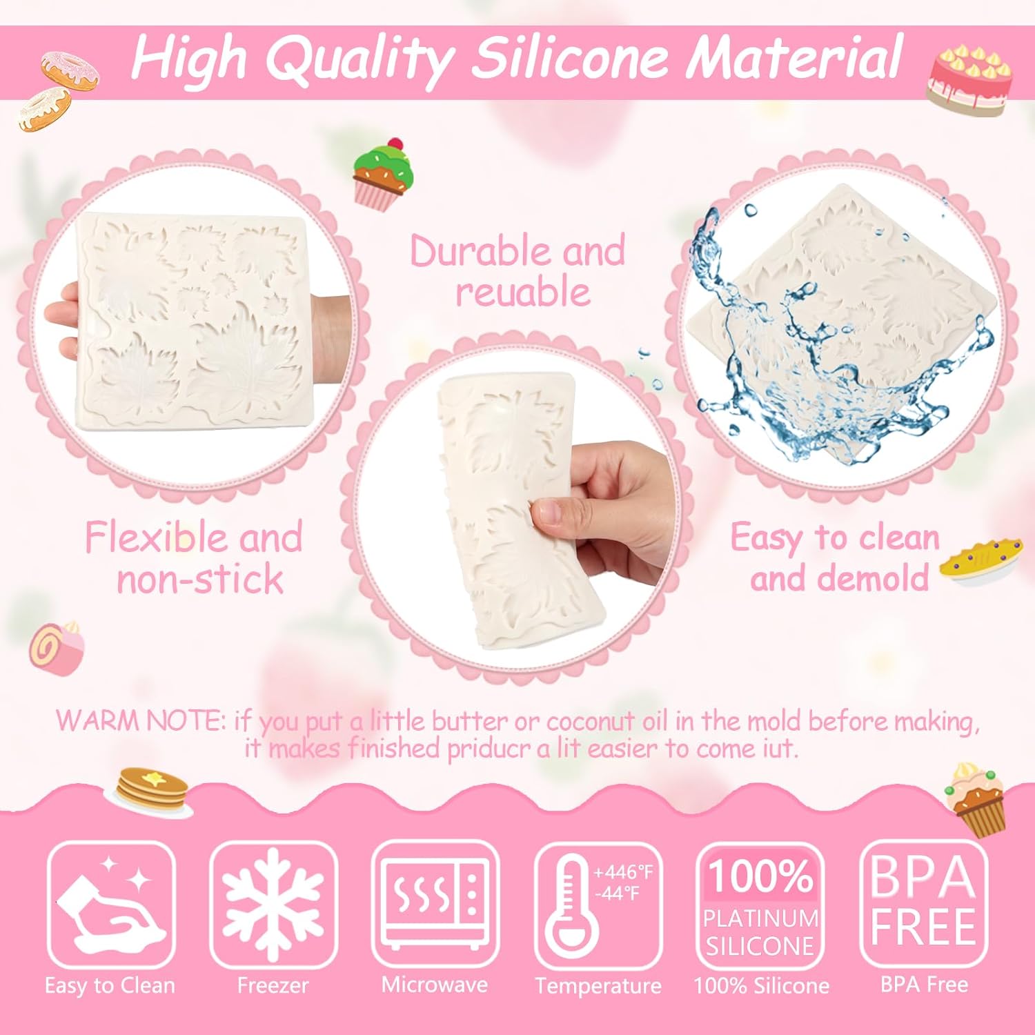 1 Pcs Maple Leaf Fondant Mold, Plant Leaf Chocolate Silicone Molds, for Autumn Theme Party Kitchen Baking Cake Decoration Cupcake Topping Cookie Candy Dough Gum Modeling Clay Keychain UV Resin - Image 7