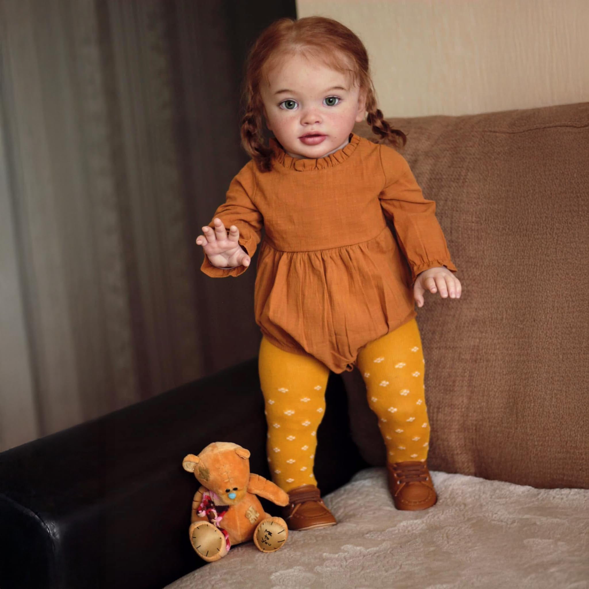 Anano Giant Realistic Reborn Toddler Doll 70CM 26" Lifelike Silicone Baby with 3D Freckles & Newborn Skin Texture, Collector's Edition for Girls (Includes Complete Outfit, Socks + Accessories)