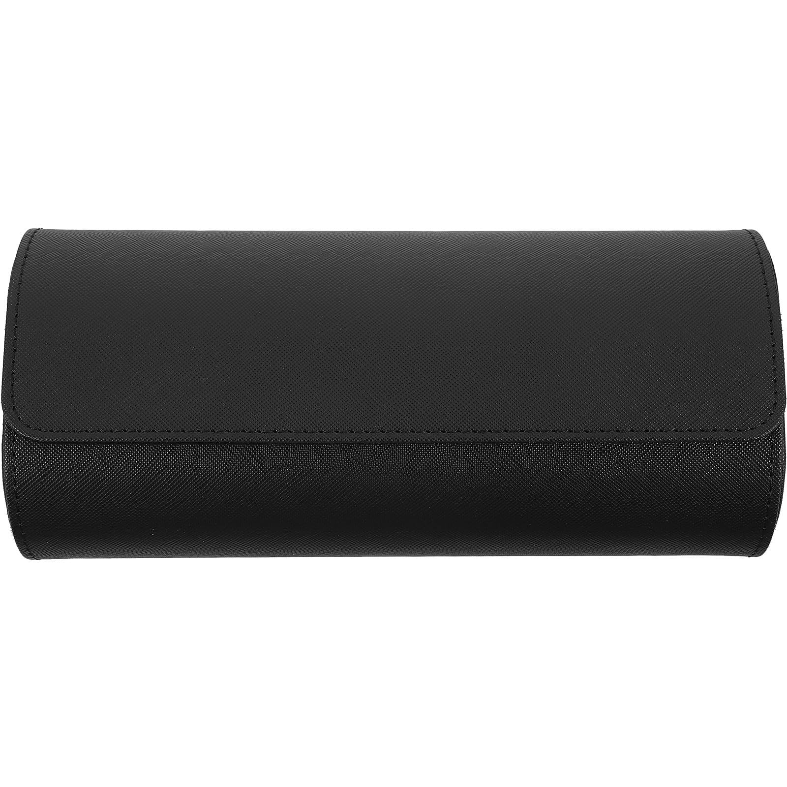 Caja de Reloj Redonda Portátil de Pu Negro 3 Ranuras