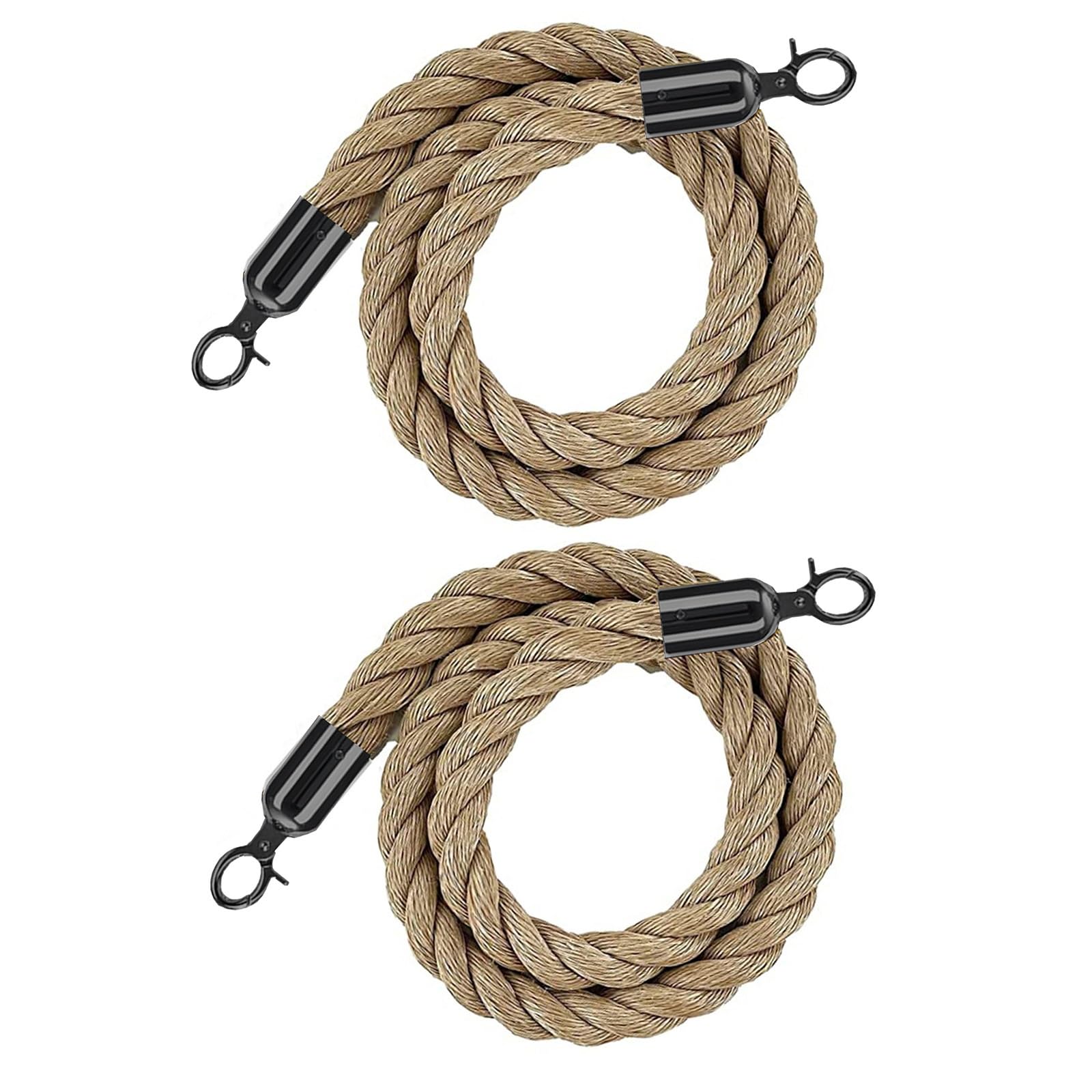 Cordes de barrière en chanvre réglables 60-400cm lot de 2 avec mousquetons polis pour événement