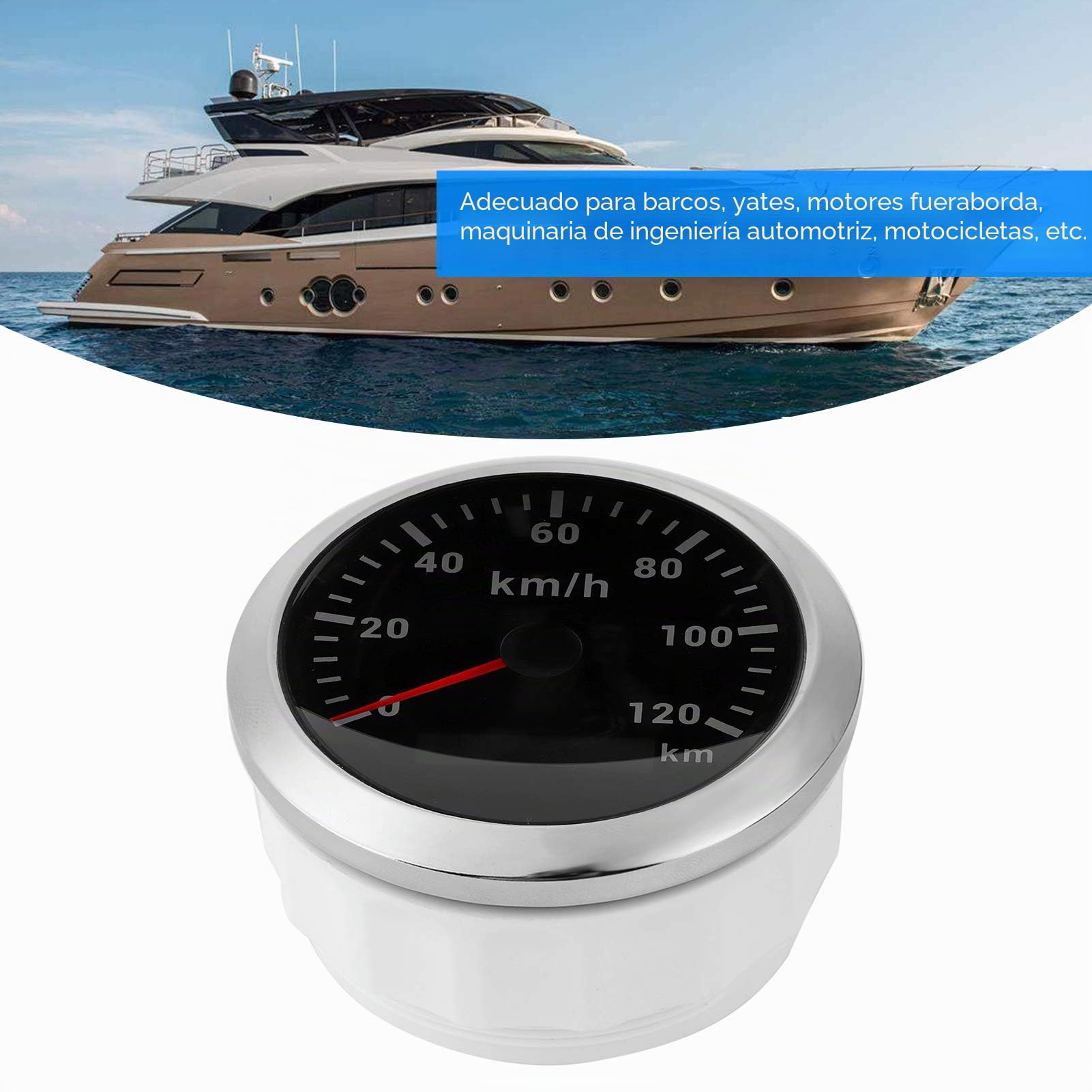 Velocímetro GPS Digital, Impermeable Acero Inoxidable 85mm, Odometer Multifunción 120 KM/H para Barco, Yate, Motocicleta, Coche