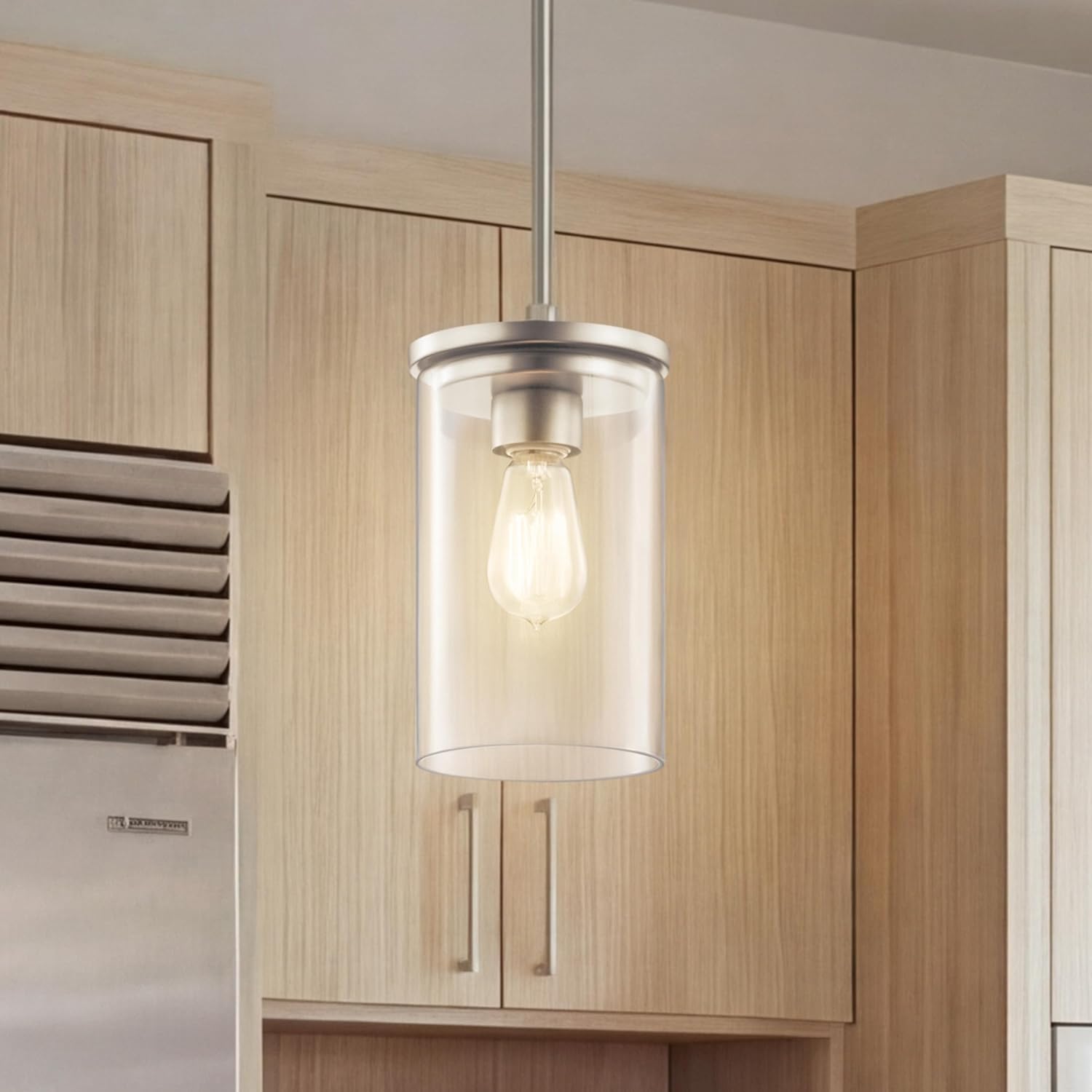 Kichler Crosby 10.75" Kitchen Mini Pendant in Brushed Nickel, 1-Light Contemporary Pendant with Clear Glass, (10.75" H x 6" W), 43996NI
