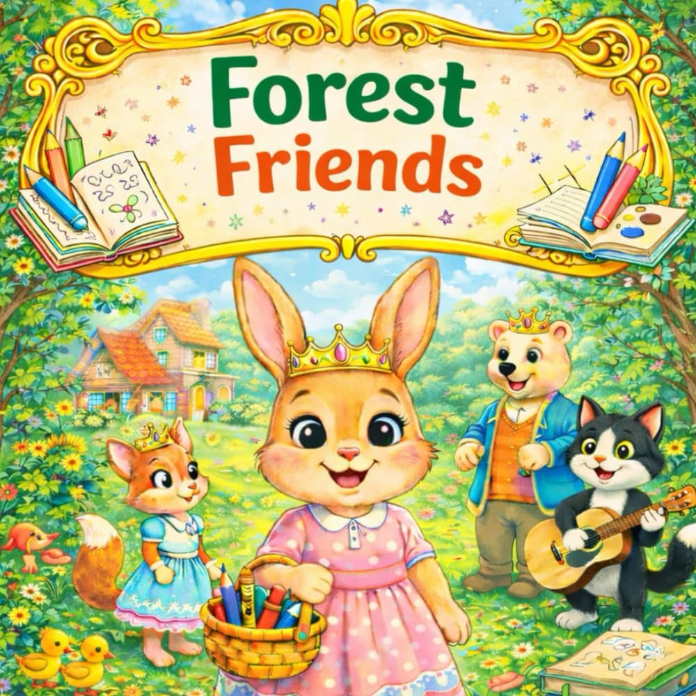 Forest Friends Coloring Book: A Fun and Simple Coloring Book for Kids with 70+ Cute Animal Drawings