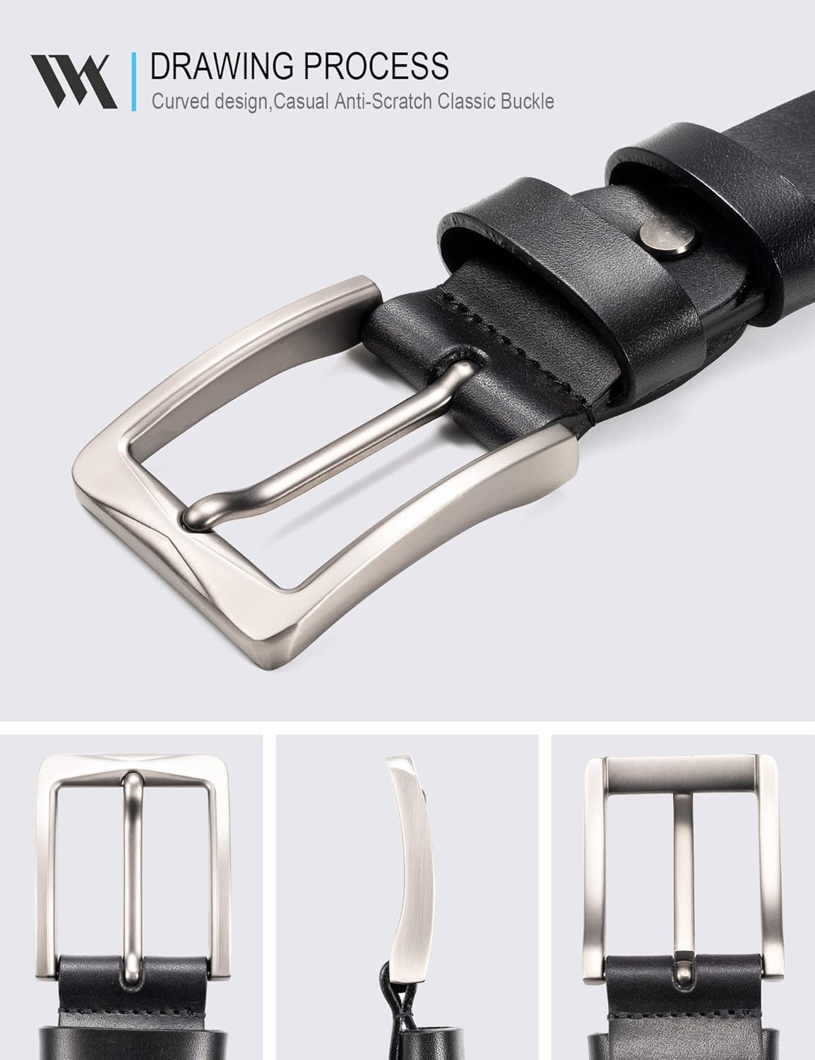 Miniatura 2 de WOLFANT Cinturón de cuero de grano completo, 100% cuero auténtico italiano