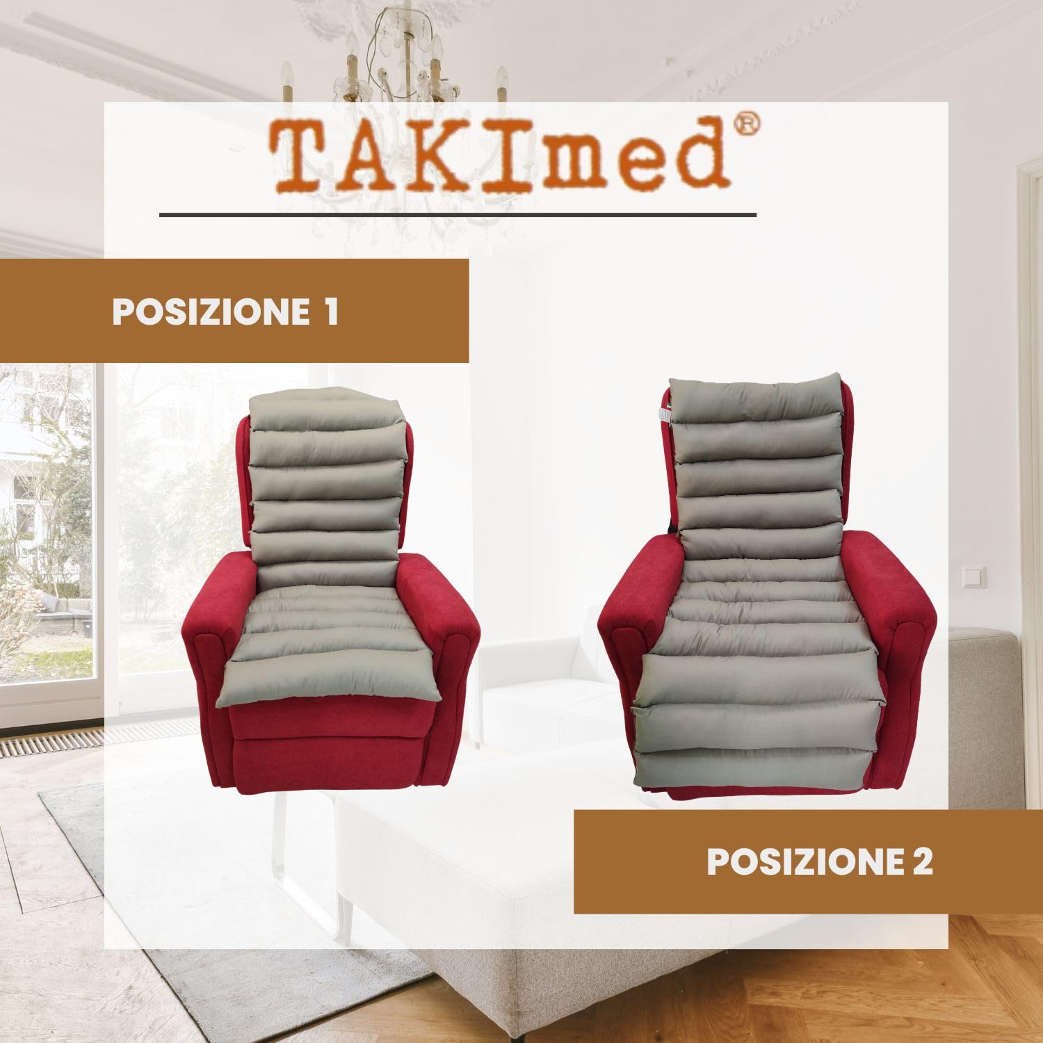 TAKIMED Copripoltrona lungo in Fibra Cava Siliconata, Stuoia Antidecubito, Rivestimento poltrona Massaggiante, Rivestimento per Poltrona Universale.12 elementi Prodotto Italiano.
