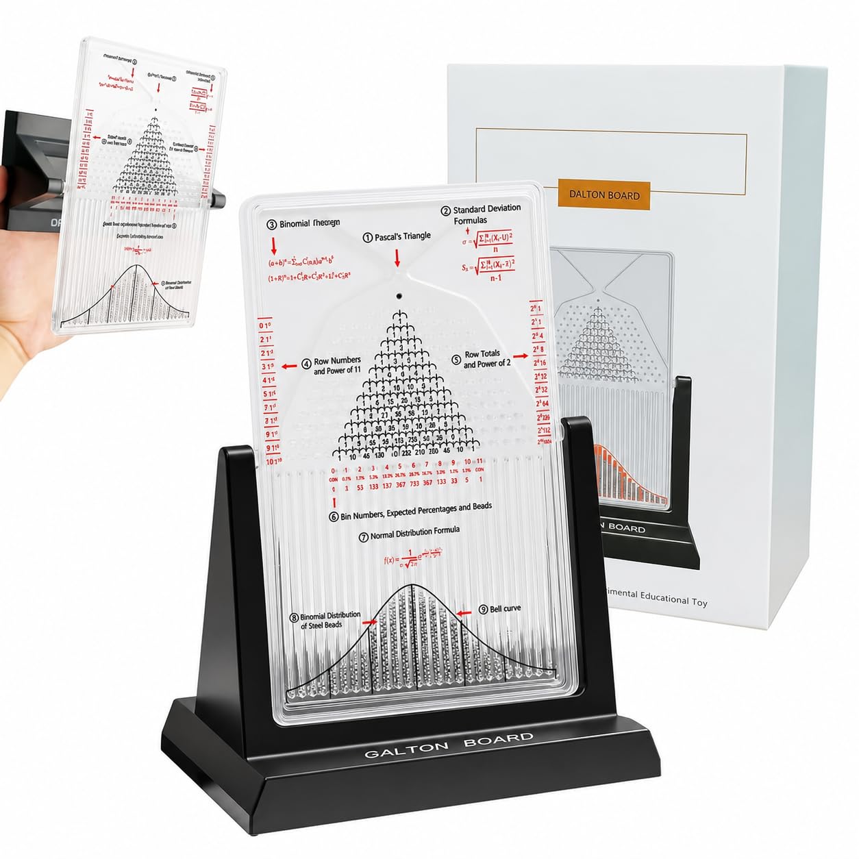 Galton Board Probability Demonstration Model, Probability Demonstration Model with Steel Beads, Bell Curve Demonstration, STEM Education Tool for Physics Lab & Statistical Experiments