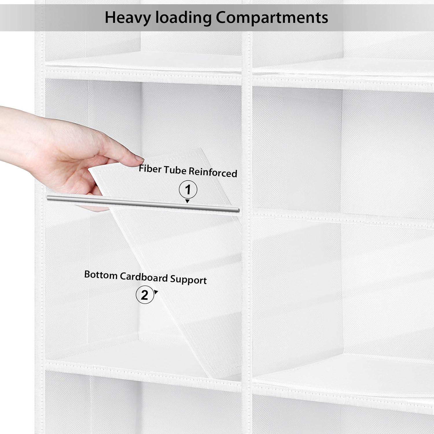 Univivi 6 Tiers Hanging Yarn Storage Organizer, Large Knitting Organizer with 12 Deep Clear Pockets & 10 Mesh Side Pockets, Over The Door Yarn Holder for Crochet Hooks, Knitting Needles, White