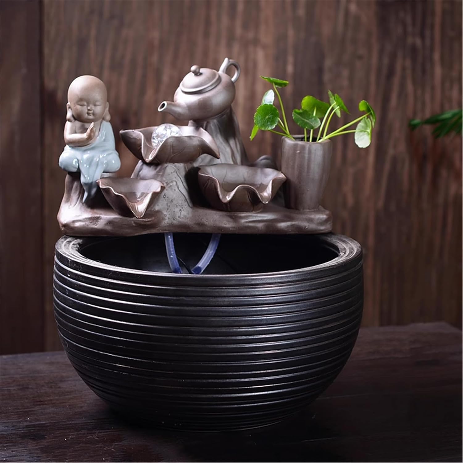 Tabletop Fountain with Integrated Fish-Tank and Gentle Waterfall Flow-shape8