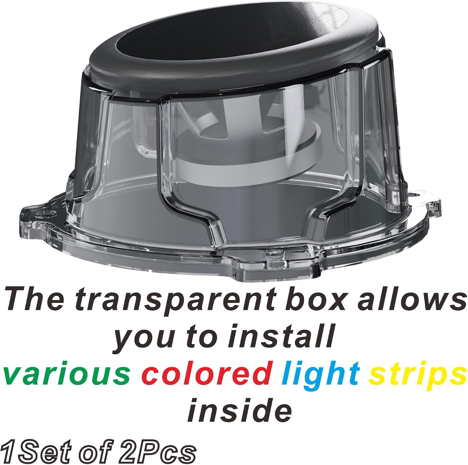 2PCS 2'' Universal Speaker Tweeter Boxes for UTV ATV RV Boat Trunk Trailer Golf Cart Marine Speaker Enclosures Pods Mount Spacer Rear Deck Kick Panel Box (Transparent, 2 inch and Below) image 3