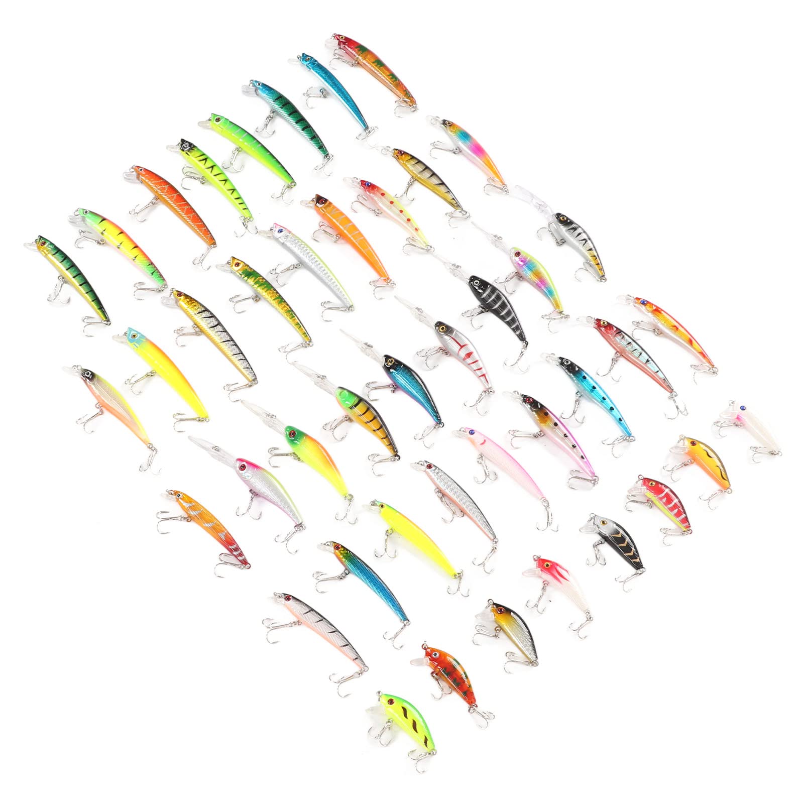 Hidyliu Kit de Leurres de Pêche 43 Pièces, Appâts de Simulation Lumineux et Réalistes pour la Pêche en Eau Douce et Salée, Conception en Plastique et Métal Durables