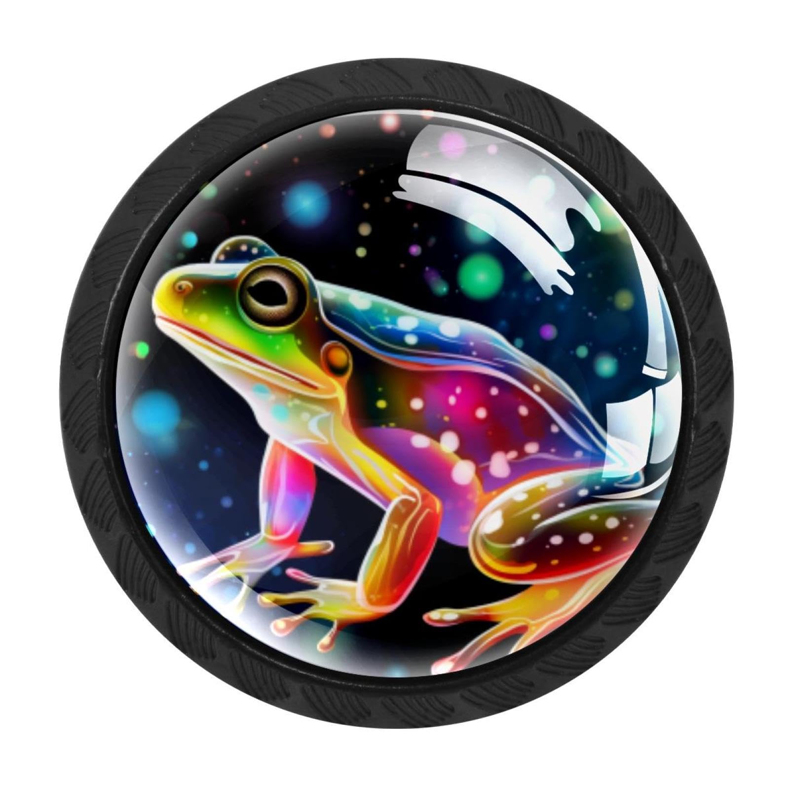 Chenzzzz Multicolored 08 4 Pack Round Cabinet Knobs For Kitchen Bathroom Closet Dresser Cabinets, Starry Frog
