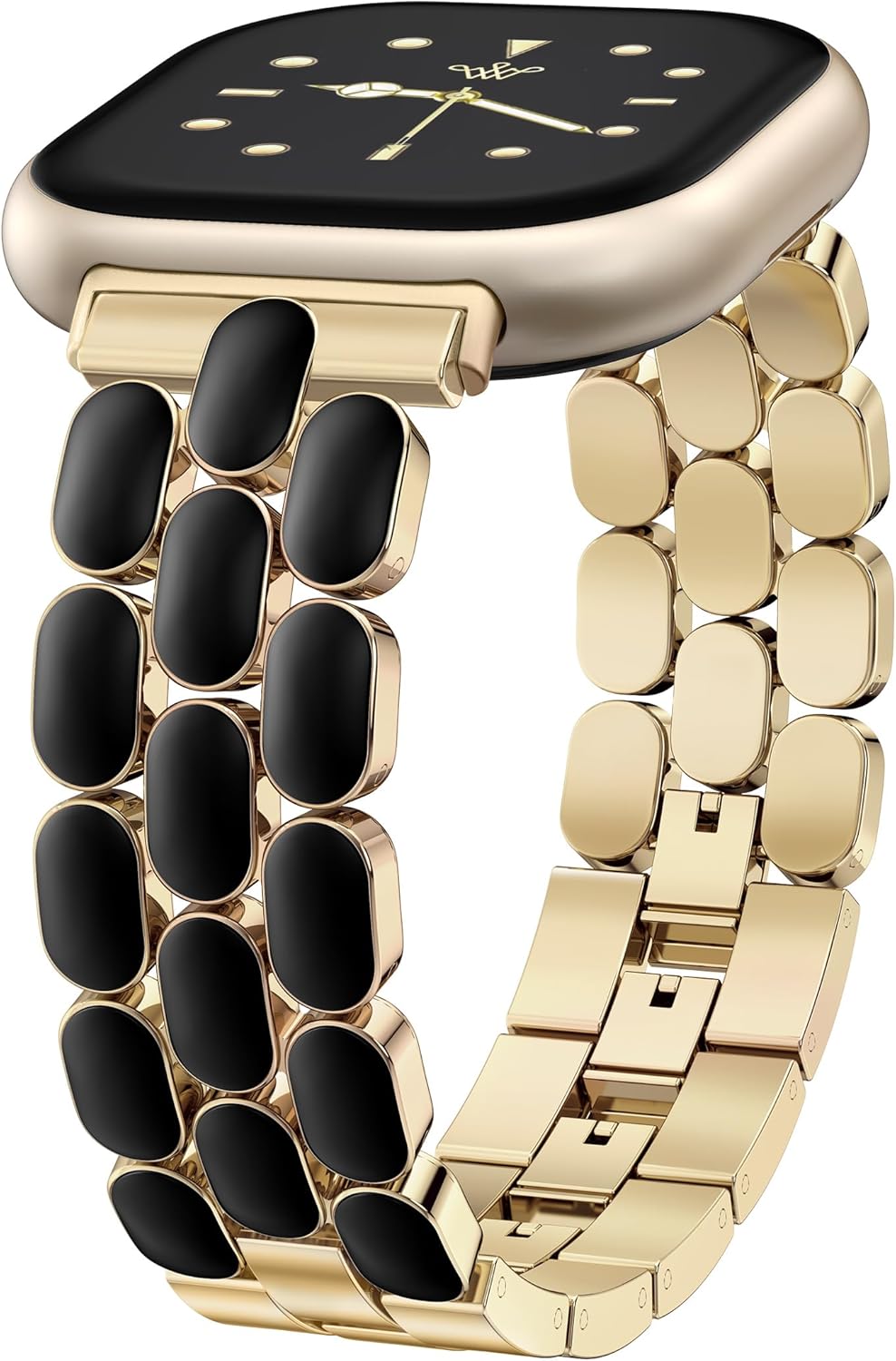 Wearlizer Resin Metal Band Compatible with Fitbit Versa 4 Bands for Women/Sense 2/Sense/Versa 3, Jewelry-Style Dressy Bracelet with No-Tool Adjustment, Elegant Lightweight Strap for Work & Daily