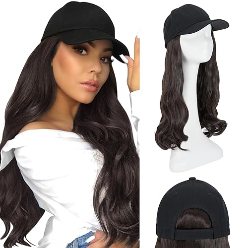 Miniatura 47 de Hairro Cap with Hair Attached For Women Wig Hat with Hair Short Bob style Synthetic Wavy Curly Adjustable Ball Cap Wiggy Hair Extensions 8" 180g #1
