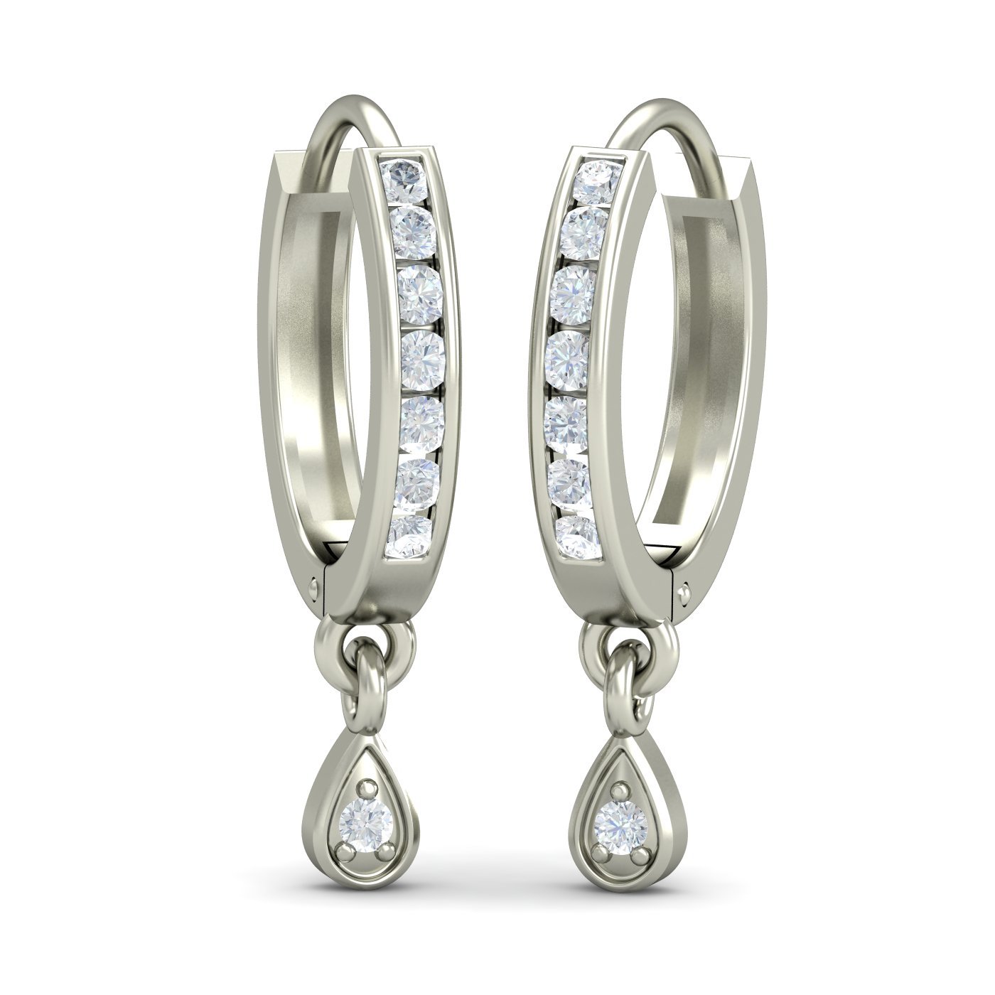 kuberbox 14KT Yellow Gold Diamond Evergreen Hoop Earrings for Women-picture-29