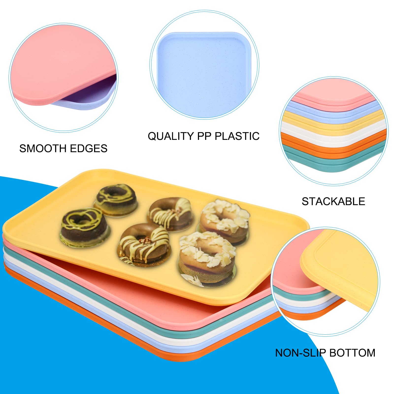 PATIKIL Vassoio da portata per fast food, 24 x 17 cm, confezione da 12 vassoi riutilizzabili in plastica da cucina per mangiare