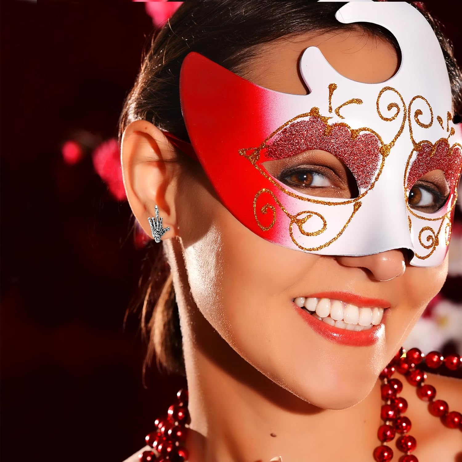 Halloween Skull Earrings with Heart Cutout - Punk Gothic Jewelry for Women Men, Alloy Electroplated Goth Ear Accessories, Lightweight 5g, 4cm Length, Hypoallergenic (Silver/Gold) - Image 4