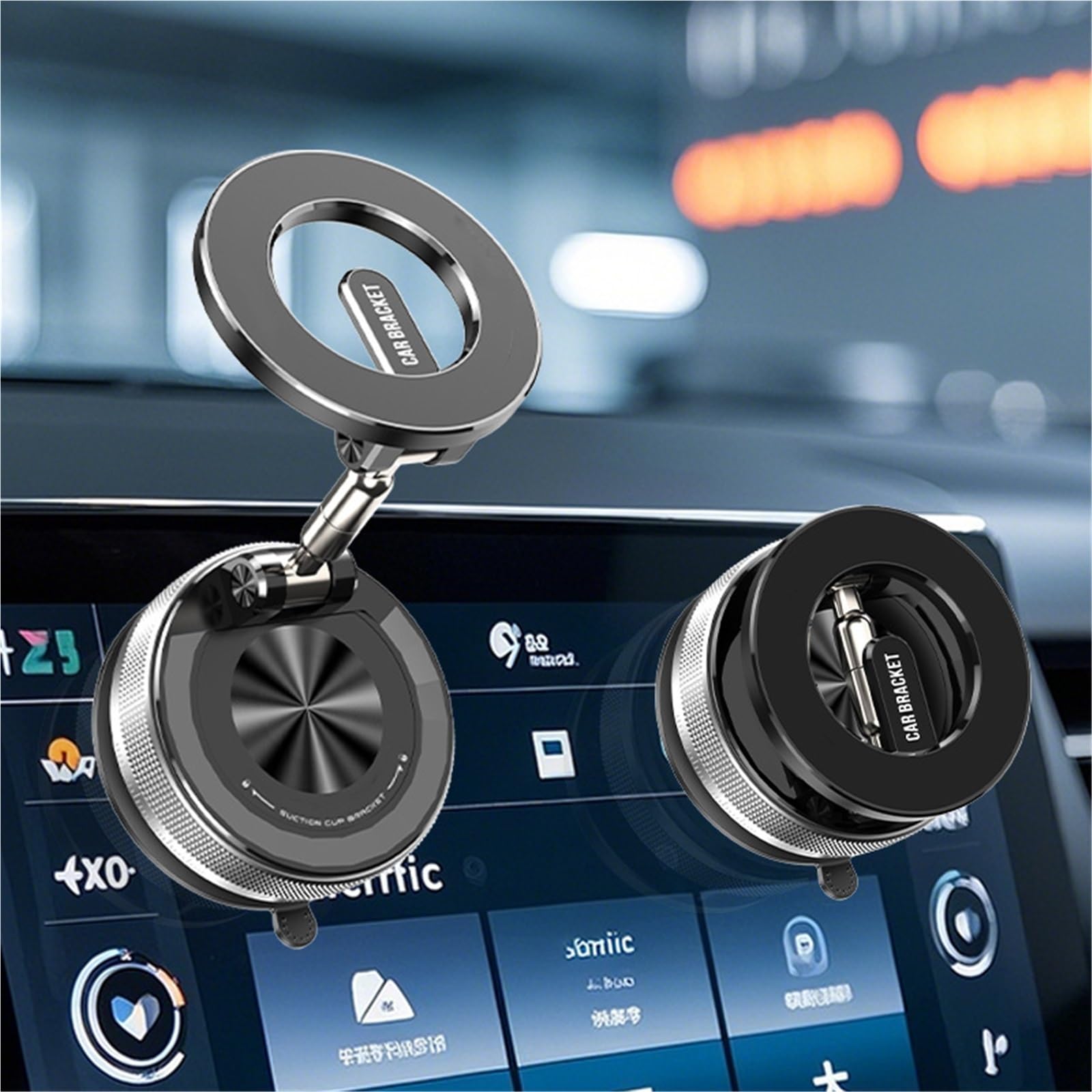 Soporte montaje parachoques Soporte magnético para teléfono con ventosa de vacío ajustable 360°, para coche/gimnasio/espejo/Smoot Soporte parachoques delante