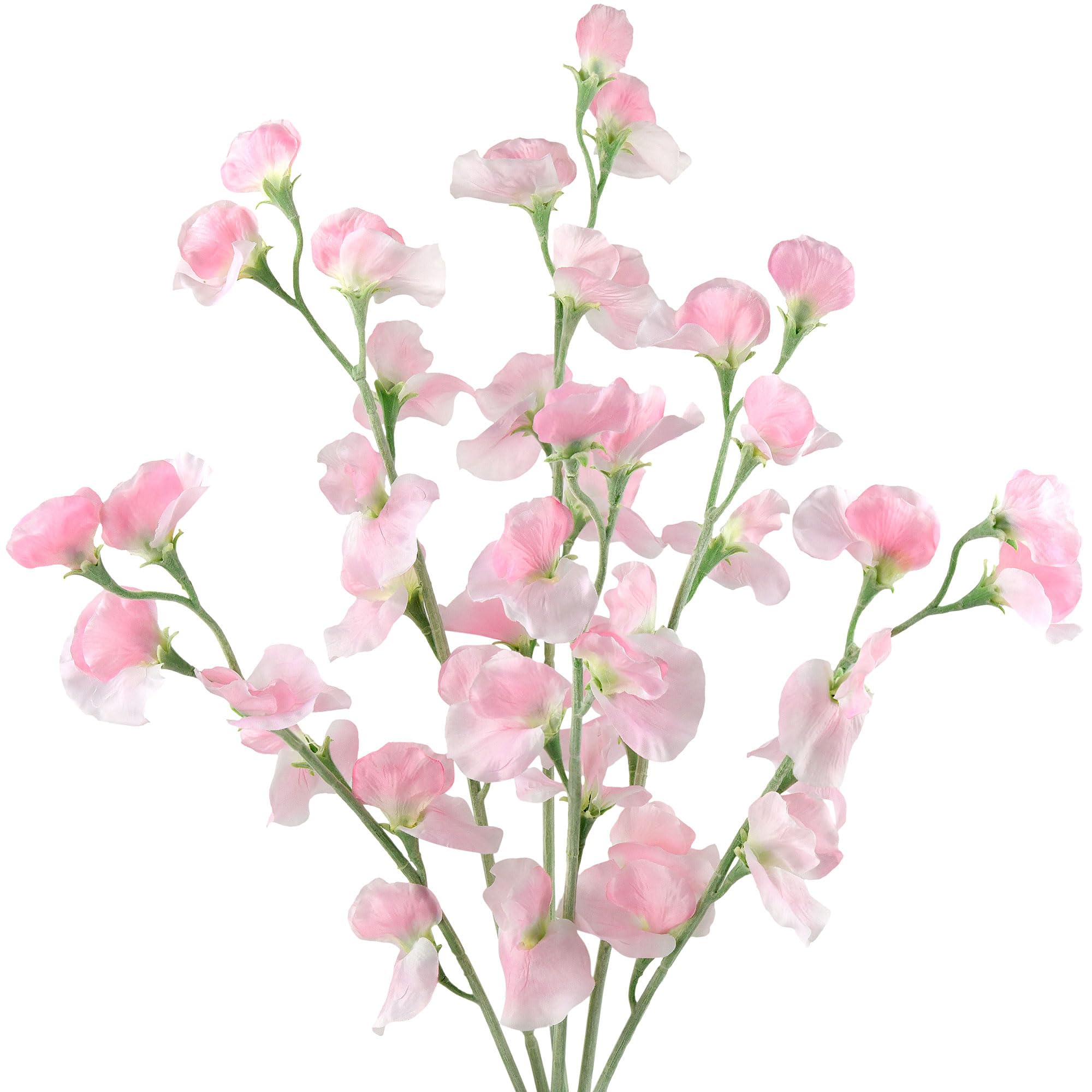 Fiveseasonstuff Misty Light Pink Pale Purple Sweet Pea Flowers Real Looking Artificial Flowers Home Décor 24.8'' (6 Stems) (Misty Light Pink)