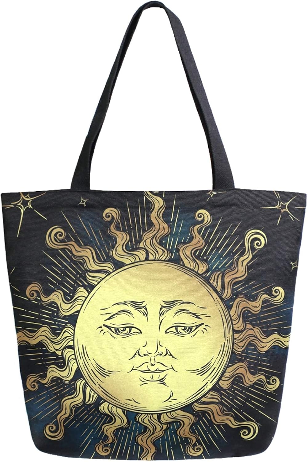 KURITIAN Bolsa de compras de lona, estilo bohemio, con diseño vintage y