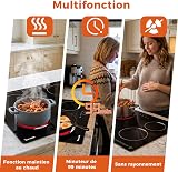 Topwish Plaque vitrocéramique 4 feux, Tables de cuisson 60cm, 6000W | Plaque de cuisson vitrocéramique 4 feux, avec verrou de sécurité, voyant de surface chaude, timer - 5