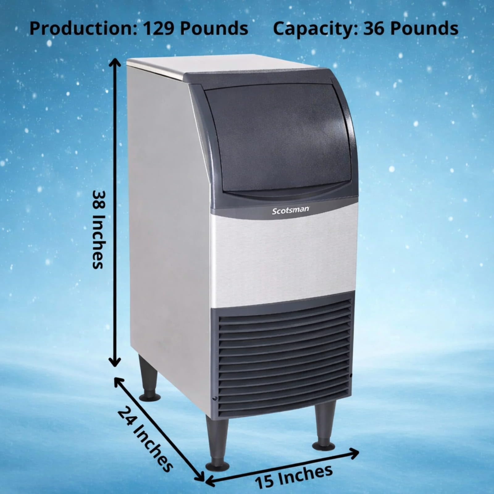 Scotsman Undercounter Nugget Ice 15" Ice Maker - 129 Lb/Day, 36 Lb Storage Bin on Fridge.com - View 3