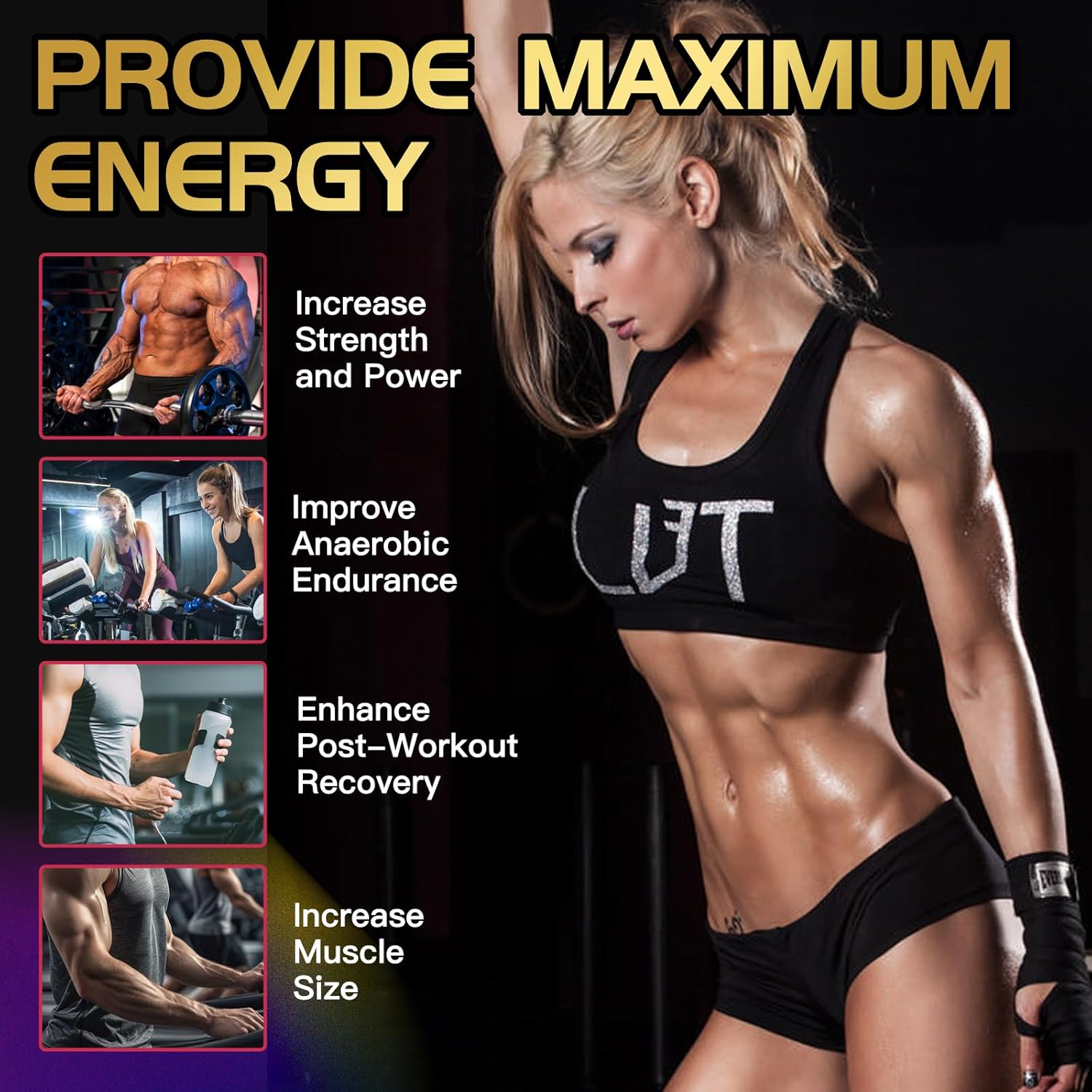 Creatine Monohydrate Gummies Complex 9500mg for Men & Women - 140 Count Creatine Supplement with Electrolyte Blend and L-Taurine, Supports Muscle Growth, Strength and Recovery, Sugar Free - Image 3