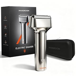 MAXGROOM Rasierer Herren Elektrisch mit 3 Flexible Klingen, IPX7 Elektrorasierer Herren mit Abnehmbarer Scherkopf, Einfache Reinigung Folienrasierer, 70 Min Bart Rasierer, Reisesicherung, USB-C - Amazon product rated Grade A