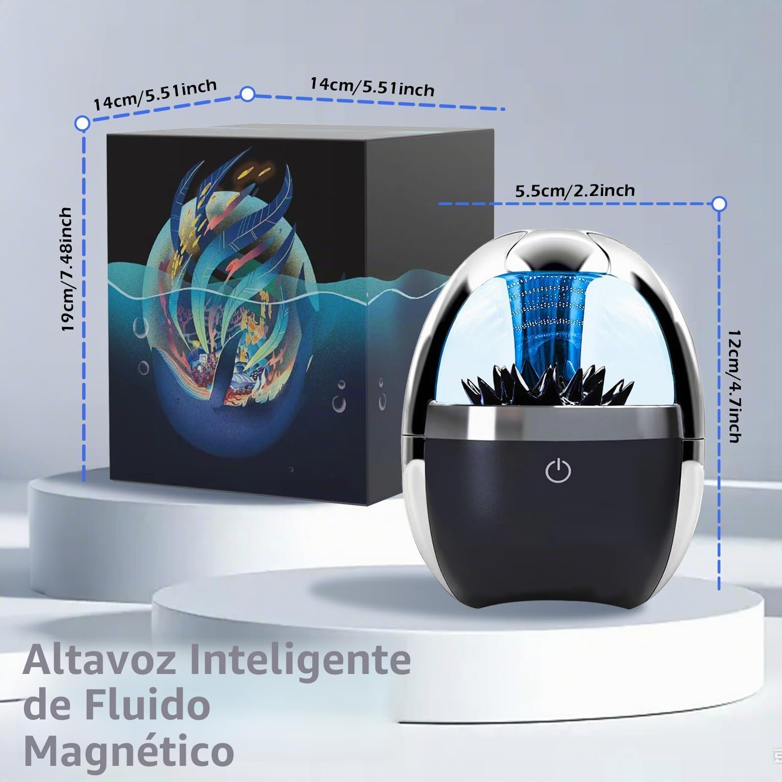 Bocina ferrofluida Bailando, visualizador magnético de música, Altavoz Bluetooth inalámbrico, Sonido estéreo, Control táctil, decoración LED, Pantalla ferrofluida (Versión básica)