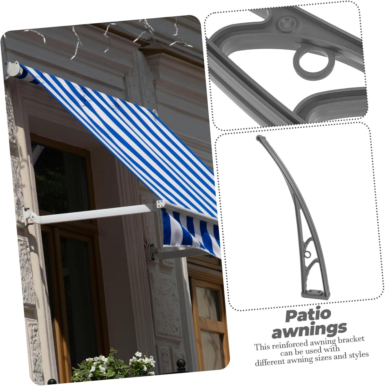 GANAZONO Patio Awning Canopy Bracket Plastic Steel Window Awnings Support Door Shade Canopy Bracket