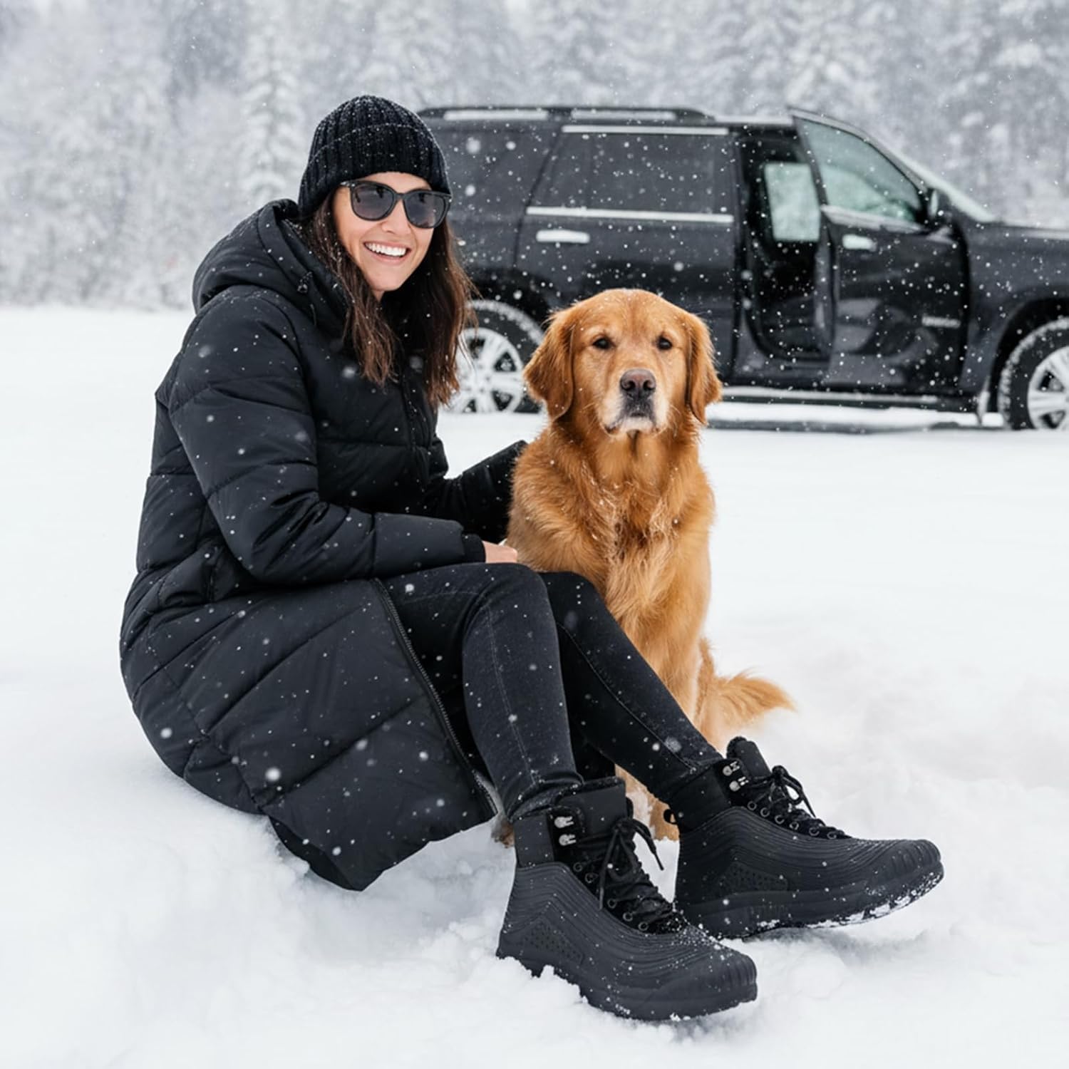 Snow Boots for Women Waterproof Shoes Ankle Fur Lined Booties Warm Insulated Winter Lightweight Shoes - Image 3