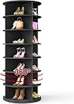 VASAGLE 7-Tier Rotating Shoe Rack Tower, Free Standing 360 Degree Spinning Shoe Organizer, Lazy Susan Bag Display Storage Rack, for Corners, Closets, Small Spaces, White ULBS047WZ01