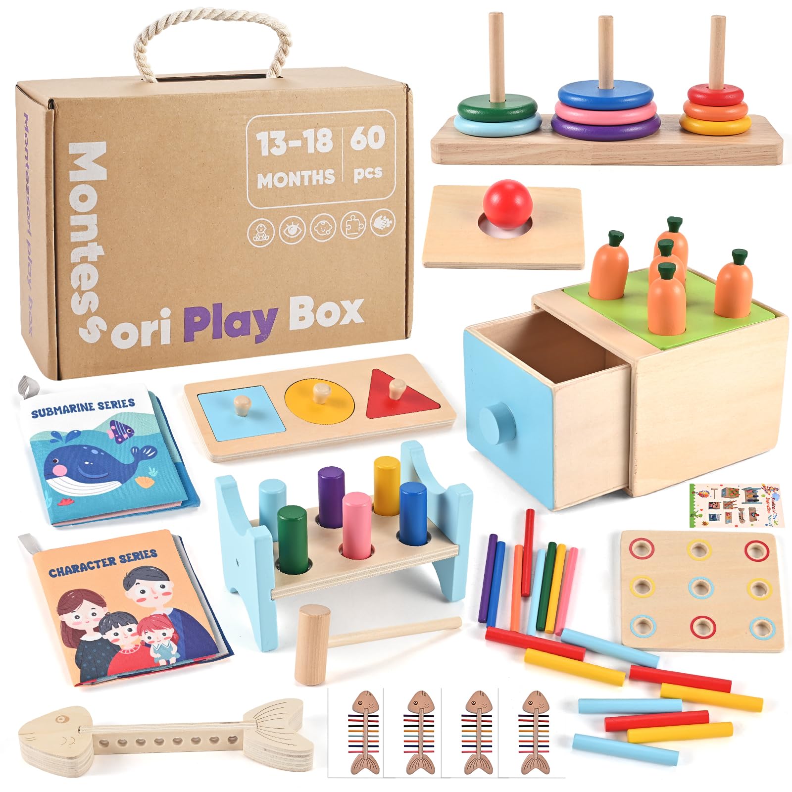 Wooderma Montessori giocattolo in legno a partire da 1 anno