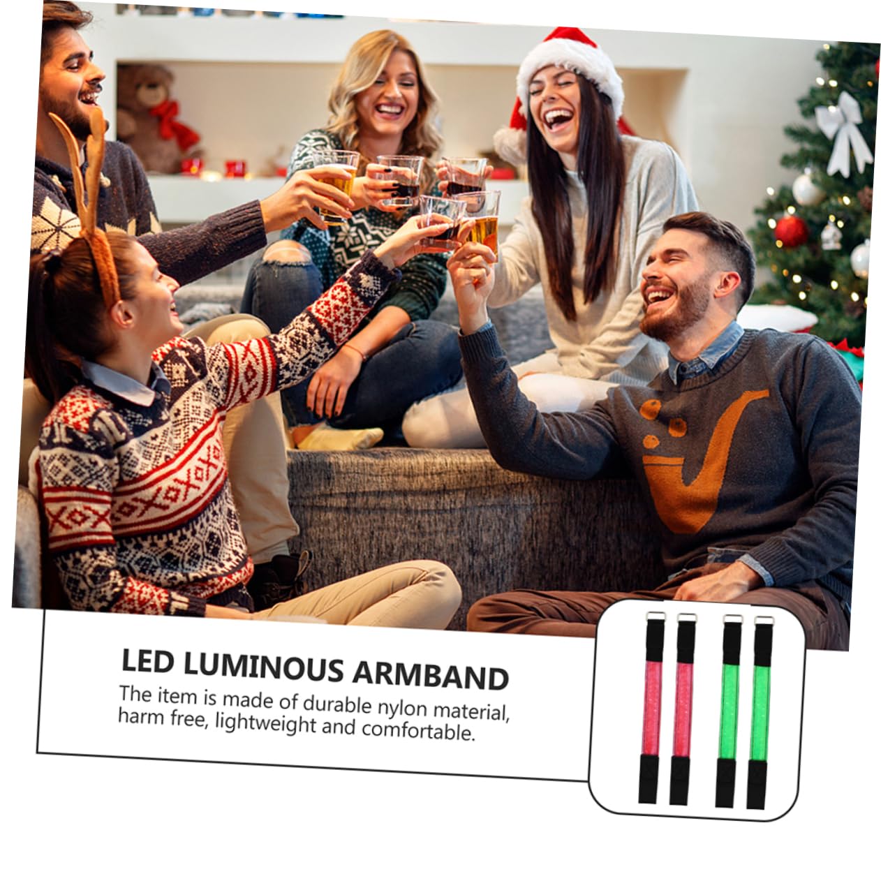 BESTonZON 4Pcs LED Sports Bracelet Rechargeable Glowing Armband for Night Running Jogging Cycling Reflective Light Up Arm Bands for Safety and Visibility