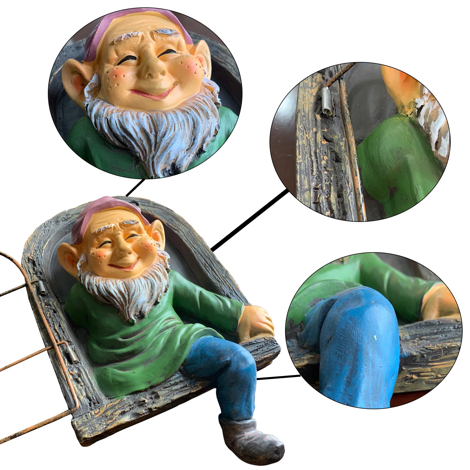 Statua krasnala elfa na zewnątrz do przytulania drzewa - 30 cm podwórko dekoracyjne rzeźby do ogrodu - kapryśne krasnoludy ozdoba na zewnątrz - artystyczna dekoracja ścienna rzeźby ogrodzenia na patio trawnik do domu