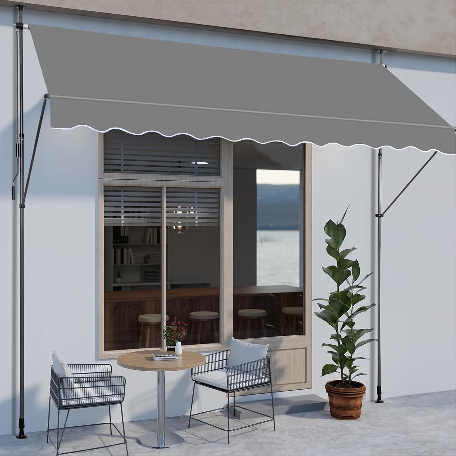 Toldo retráctil con manivela impermeable y protección UV para ventanas y patios exteriores